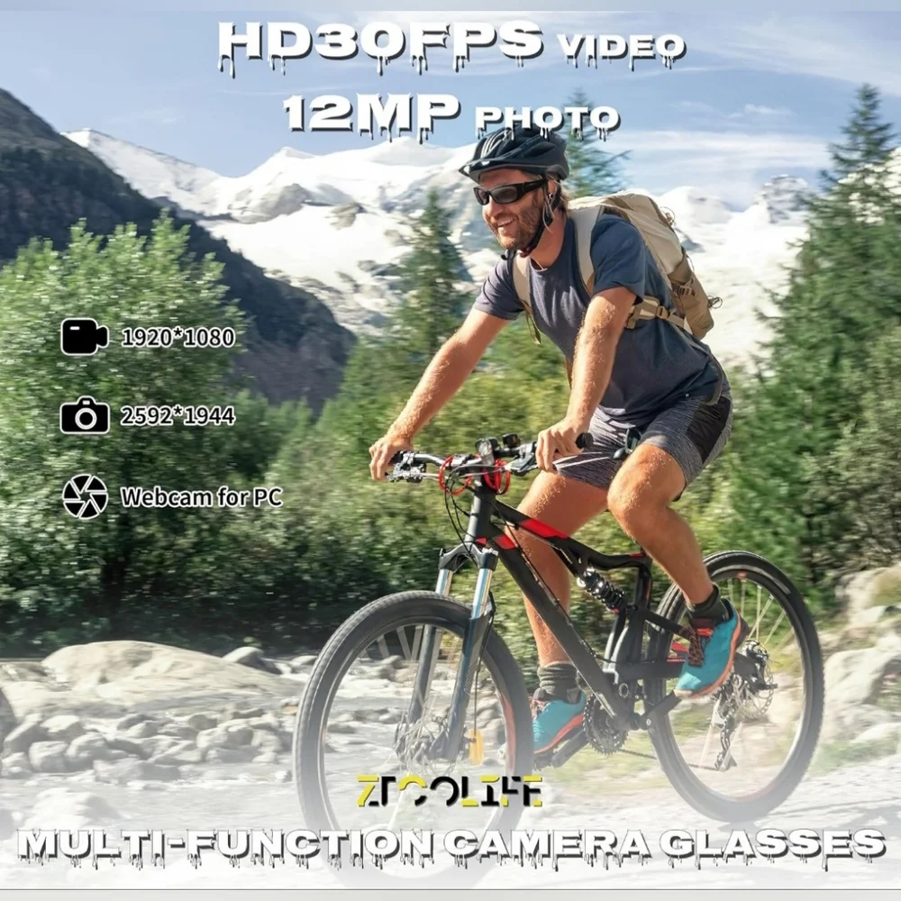 Video Glasses with Bluetooth, HD 1080P Video Glasses with Polarized UV400 Lens